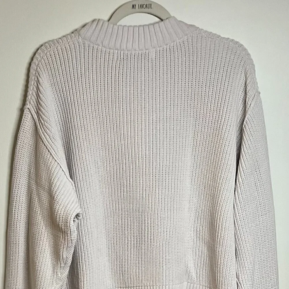 Rumored 'School's Out' Ecru Ripped Cropped Heavyweight Sweater Size L - Picture 3 of 8